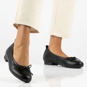 Balerini dama negru casual piele naturala cu toc Filippo DP6249-24-BK-Negru
