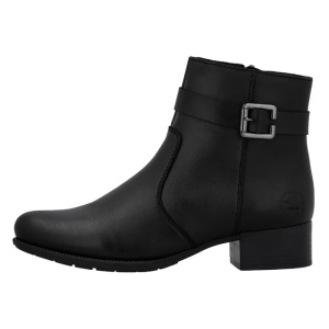 Botine dama, negru, casual, piele naturala, cu toc, Rieker 78664-00-Negru