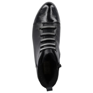 Botine dama negru casual piele naturala imblanite cu toc Rieker 78655-00-Negru