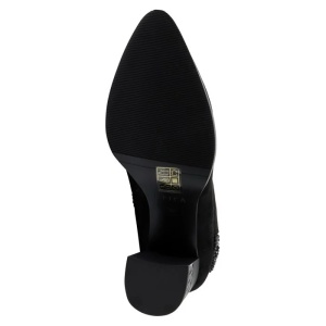 Botine dama negru elegante piele intoarsa aplicatii cu margele cu toc Epica K3K350050-01-I-Negru