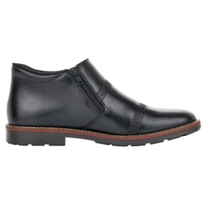 Cizme barbati negru casual piele naturala imblanite scurte cu toc Rieker 15381-00-Negru