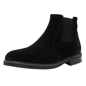 Cizme barbati negru elegante piele intoarsa scurte cu toc Nicolis 45802-Negru