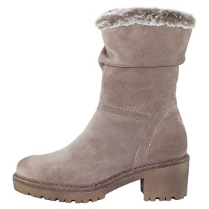 Cizme dama, bej, casual, piele intoarsa, imblanite, scurte, cu toc, Marco Tozzi 2-26499-23-346-Bej