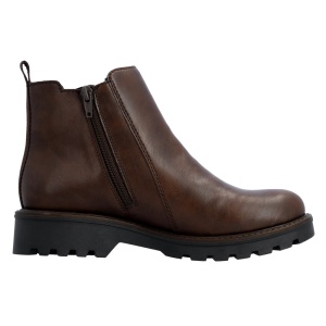 Cizme dama maro casual piele ecologica imblanite scurte cu toc Rieker 73250-25-Maro