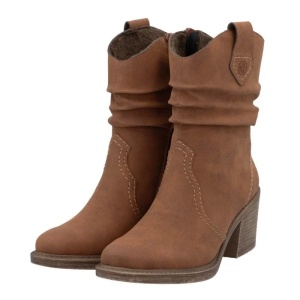 Cizme dama maro casual piele ecologica scurte cu toc Rieker Y1284-24-Maro