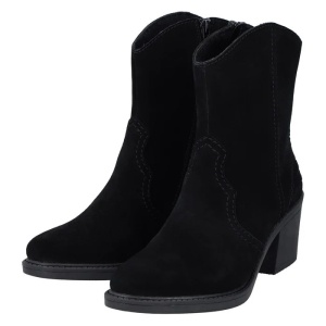 Cizme dama negru casual piele intoarsa scurte cu toc Rieker Y1251-00-Negru