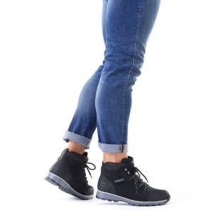 Ghete barbati negru casual piele naturala cu talpa joasa Rieker F5710-00-Negru