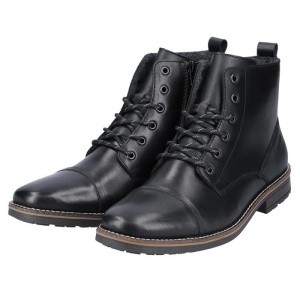 Ghete barbati negru casual piele naturala cu toc Rieker 33205-00-Negru