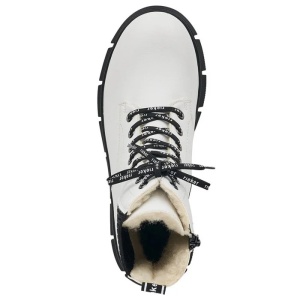 Ghete dama alb casual piele ecologica impermeabile imblanite cu talpa joasa Rieker X3414-80-Alb