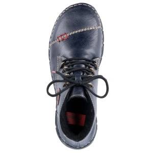 Ghete dama albastru inchis casual piele ecologica imblanite cu talpa joasa Rieker 55002-14-Albastru-Inchis
