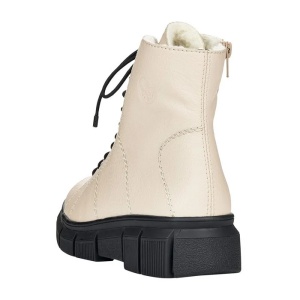 Ghete dama bej casual piele ecologica imblanite cu talpa joasa Rieker X3428-60-Bej
