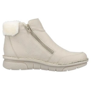 Ghete dama bej casual piele ecologica imblanite cu talpa joasa Rieker 73352-60-Bej
