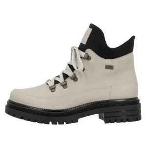 Ghete dama, bej, casual, piele ecologica, impermeabile, imblanite, cu toc, Rieker Y3158-60-Bej