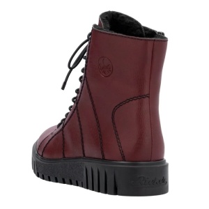 Ghete dama bordo casual piele ecologica imblanite cu talpa joasa Rieker Y3420-36-Bordo