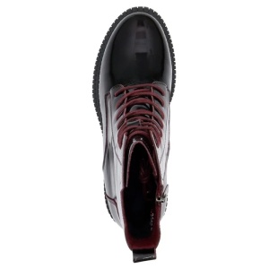 Ghete dama bordo casual piele naturala lacuita cu toc Pass Collection J8B21602-23-L-Bordo