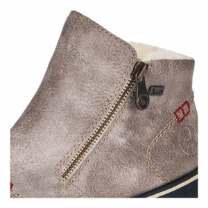 Ghete dama gri casual piele ecologica impermeabile imblanite cu talpa joasa Rieker L4270-43-Gri