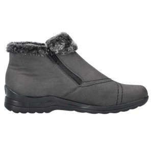 Ghete dama gri casual piele naturala impermeabile imblanite cu talpa joasa Rieker L1868-45-Gri