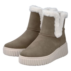 Ghete dama maro casual piele ecologica imblanite cu talpa groasa Rieker N2560-24-Maro