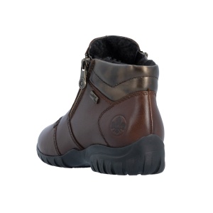 Ghete dama maro casual piele naturala impermeabile imblanite cu talpa joasa Rieker L4655-27-Maro