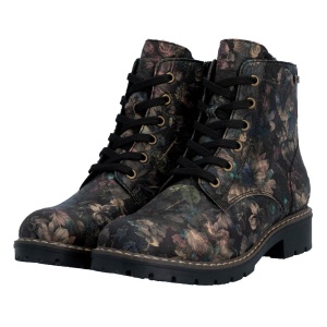 Ghete dama multicolor casual piele ecologica impermeabile imblanite cu toc Rieker Y9103-90-Multicolor