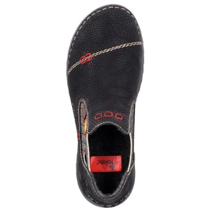 Ghete dama negru casual piele ecologica cu talpa joasa Rieker 51592-00-Negru