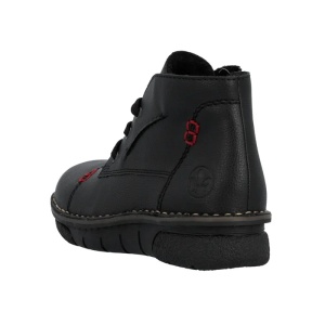 Ghete dama negru casual piele ecologica imblanite cu talpa joasa Rieker 73301-00-Negru