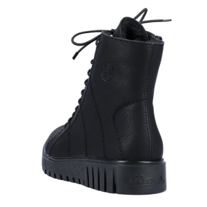 Ghete dama negru casual piele ecologica imblanite cu talpa joasa Rieker Y3420-00-Negru