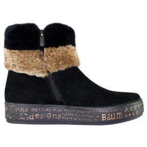 Ghete dama negru casual piele intoarsa cu blana decorativa cu talpa joasa Epica JZ8945-R37-2-01-I-Negru