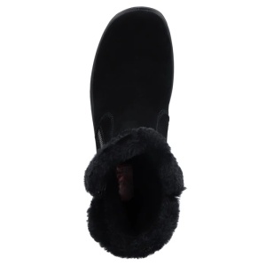 Ghete dama negru casual piele intoarsa impermeabile imblanite cu talpa joasa Rieker L7162-00-Negru