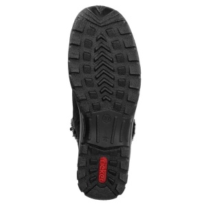 Ghete dama negru casual piele intoarsa impermeabile imblanite cu talpa joasa Rieker L7145-00-Negru