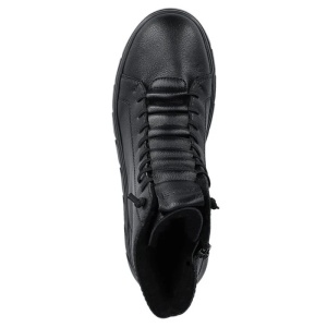 Ghete dama negru casual piele naturala imblanite cu talpa joasa Rieker Y3550-00-Negru