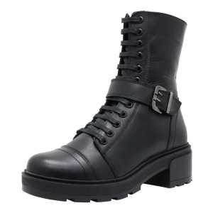 Ghete dama negru casual piele naturala imblanite cu toc Nicolis 144626-Negru