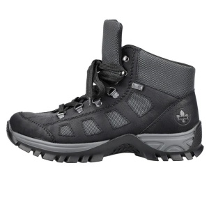 Ghete dama, negru, sport, piele ecologica, impermeabile, imblanite, cu talpa joasa, Rieker M9844-00-Negru