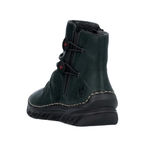 Ghete dama verde casual piele ecologica cu talpa joasa Rieker 55052-54-Verde