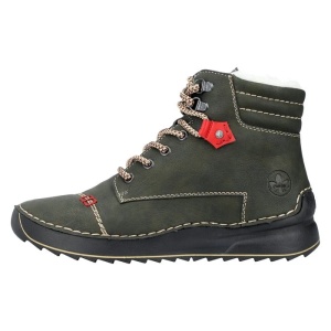 Ghete dama, verde, casual, piele ecologica, imblanite, cu talpa joasa, Rieker 51545-54-Verde
