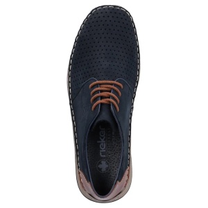 Pantofi barbati albastru casual piele naturala perforati cu talpa joasa Rieker 05226-14-Albastru