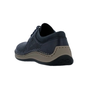 Pantofi barbati albastru casual piele naturala perforati cu talpa joasa Rieker 05213-14-Albastru