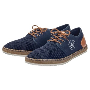 Pantofi barbati albastru inchis casual piele ecologica cu talpa joasa Rieker B5249-14-Albastru-Inchis