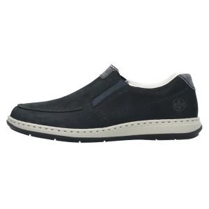 Pantofi barbati, albastru inchis, casual, piele naturala, cu talpa joasa, Rieker 17359-14-Albastru-Inchis