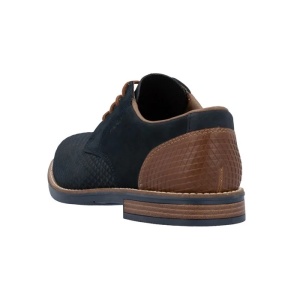 Pantofi barbati albastru inchis casual piele naturala cu toc Rieker 13509-14-Albastru-Inchis