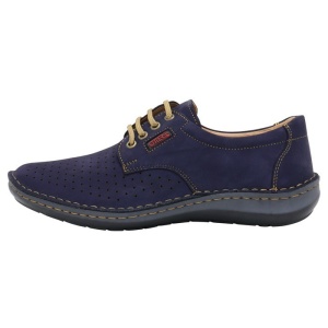 Pantofi barbati, albastru inchis, casual, piele naturala, perforati, cu talpa joasa, Otter OT9554-42-2-Albastru-Inchis