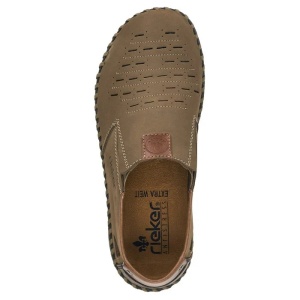 Pantofi barbati bej casual piele naturala perforati cu talpa joasa Rieker B2457-64-Bej