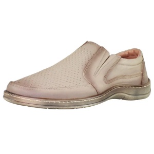 Pantofi barbati bej casual piele naturala perforati cu talpa joasa Nicolis 200589-Bej