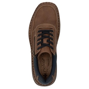 Pantofi barbati maro casual piele naturala cu talpa joasa Rieker 03006-24-Maro