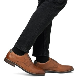 Pantofi barbati maro casual piele naturala cu toc Rieker 13523-24-Maro