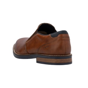 Pantofi barbati maro casual piele naturala cu toc Rieker 13557-24-Maro