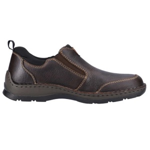 Pantofi barbati maro casual piele naturala impermeabili cu talpa groasa Rieker 05355-25-Maro