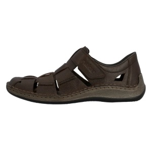 Pantofi barbati, maro, casual, piele naturala, perforati, cu talpa joasa, Rieker 05281-25-Maro