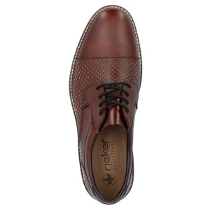 Pantofi barbati maro casual piele naturala perforati cu toc Rieker 13517-24-Maro