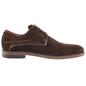 Pantofi barbati maro eleganti piele intoarsa cu toc Pieton 184-S-Maro